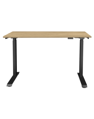 Dellonda Oak Electric Adjustable Office Standing Desk, Quiet, 70kg, 1200 x 600mm