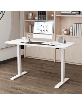 Dellonda Single Motor Height-Adjustable Electric Sit & Stand Desk with White Desktop & Frame