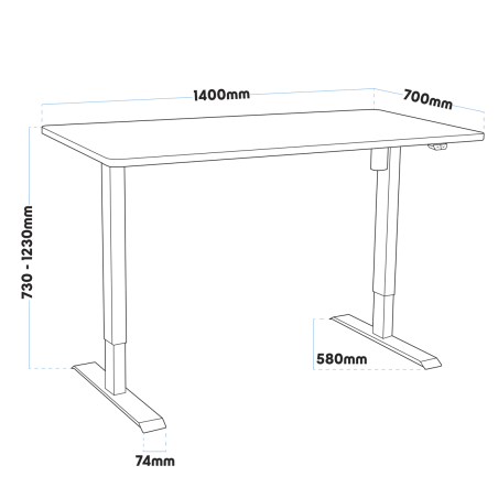 Dellonda Single Motor Height-Adjustable Electric Sit & Stand Desk with White Desktop & Frame