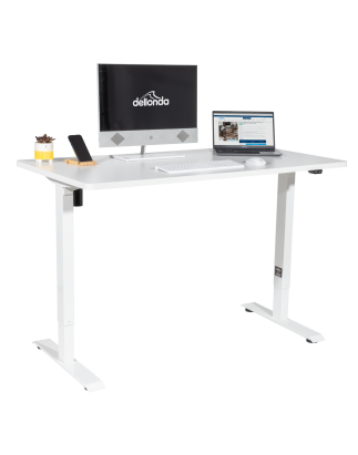 Dellonda Single Motor Height-Adjustable Electric Sit & Stand Desk with White Desktop & Frame