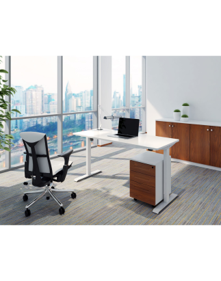 Dellonda Single Motor Height-Adjustable Electric Sit & Stand Desk with White Desktop & Frame