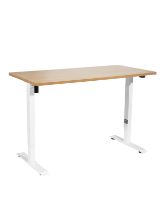 Dellonda Single Motor Height-Adjustable Electric Sit & Stand Desk with Oak Desktop & White Frame