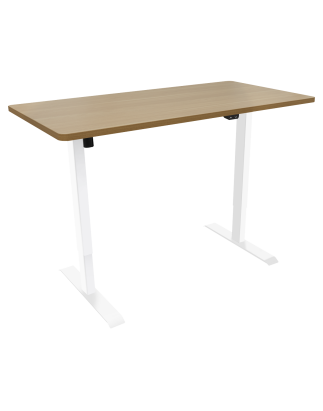 Dellonda Single Motor Height-Adjustable Electric Sit & Stand Desk with Oak Desktop & White Frame