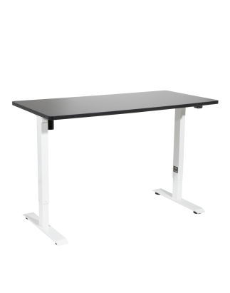 Dellonda Single Motor Height-Adjustable Electric Sit & Stand Desk with Black Desktop & White Frame