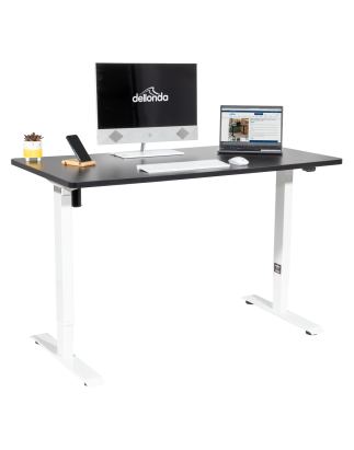 Dellonda Single Motor Height-Adjustable Electric Sit & Stand Desk with Black Desktop & White Frame