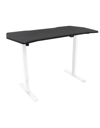 Dellonda Single Motor Height-Adjustable Electric Sit & Stand Gaming Desk with Carbon Fibre Desktop & White Frame