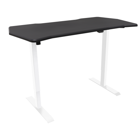 Dellonda Single Motor Height-Adjustable Electric Sit & Stand Gaming Desk with Carbon Fibre Desktop & White Frame