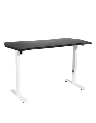 Dellonda Single Motor Height-Adjustable Electric Sit & Stand Gaming Desk with Carbon Fibre Desktop & White Frame