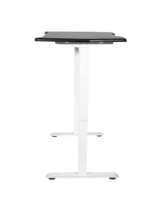 Dellonda Single Motor Height-Adjustable Electric Sit & Stand Gaming Desk with Carbon Fibre Desktop & White Frame