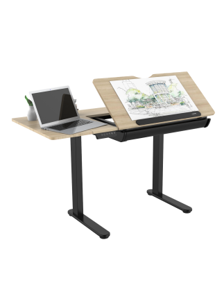 Dellonda Electric Standing Drafting Desk Ergonomic Drawing Sit/Stand Table 0-40°