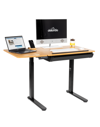 Dellonda Electric Standing Drafting Desk Ergonomic Drawing Sit/Stand Table 0-40°