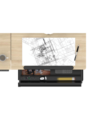 Bureau à dessin électrique Dellonda, table ergonomique assis/debout 0-40°