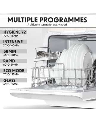 Dellonda 3 Place Settings Mini Portable Tabletop Dishwasher with 7 Wash Functions