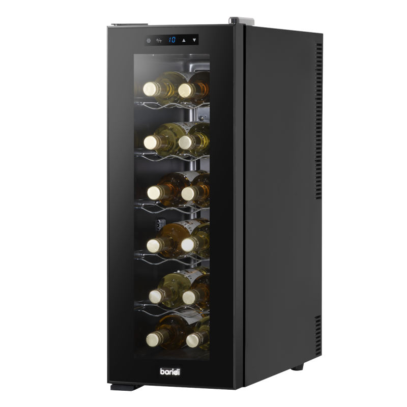 Baridi 12 Bottle Wine Cooler with Digital Touchscreen Controls & LED Light, Black