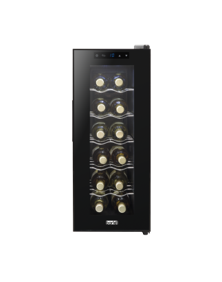 Baridi 12 Bottle Wine Cooler with Digital Touchscreen Controls & LED Light, Black