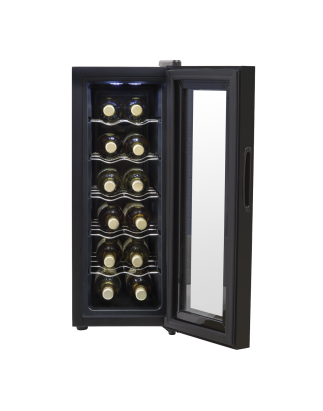 Baridi 12 Bottle Wine Cooler with Digital Touchscreen Controls & LED Light, Black