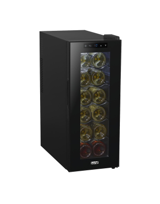 Baridi 12 Bottle Wine Cooler with Digital Touchscreen Controls & LED Light, Black