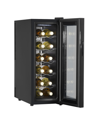 Baridi 12 Bottle Wine Cooler with Digital Touchscreen Controls & LED Light, Black