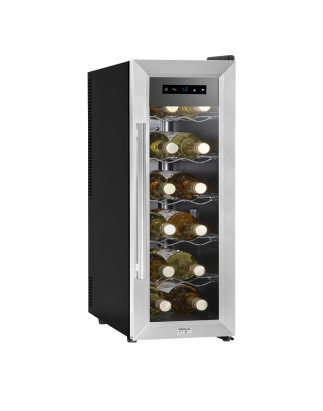 Baridi 12 Bottle Wine Cooler with Digital Touchscreen Controls & LED Light, Stainless Steel