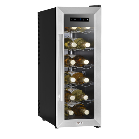 Baridi 12 Bottle Wine Cooler with Digital Touchscreen Controls & LED Light, Stainless Steel