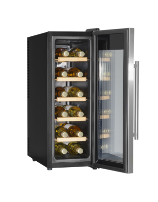 Baridi 12 Bottle Wine Cooler with Digital Touchscreen Controls & LED Light, Stainless Steel