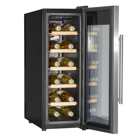 Baridi 12 Bottle Wine Cooler with Digital Touchscreen Controls & LED Light, Stainless Steel