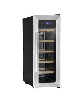 Baridi 12 Bottle Wine Cooler with Digital Touchscreen Controls & LED Light, Stainless Steel