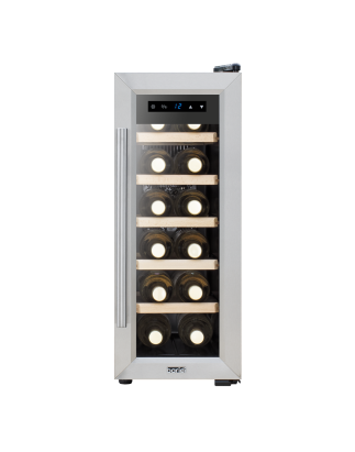 Baridi 12 Bottle Wine Cooler with Digital Touchscreen Controls & LED Light, Stainless Steel