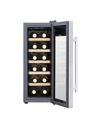 Baridi 12 Bottle Wine Cooler with Digital Touchscreen Controls & LED Light, Stainless Steel