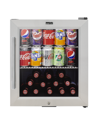 Baridi 50L Tabletop Drinks Fridge, Mini Beer Cooler, Glass Door, Stainless Steel