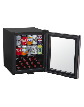 Baridi 50L Tabletop Drinks Fridge, Mini Beer Cooler, Glass Door, Stainless Steel