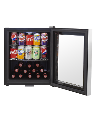 Baridi 50L Tabletop Drinks Fridge, Mini Beer Cooler, Glass Door, Stainless Steel