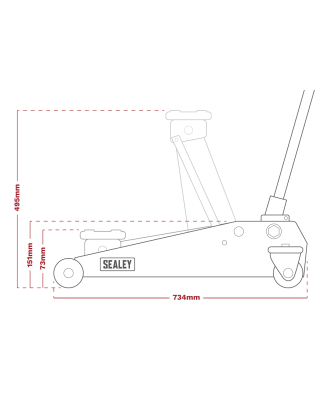 Low Profile Rocket Lift Trolley Jack 2.25 Tonne - Blue