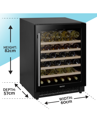 Baridi 54 Bottle Wine Cellar Fridge with Digital Touch Screen Controls, Black