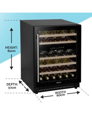 Baridi 46 Bottle Wine Cellar Fridge with Digital Touch Screen Controls, Black