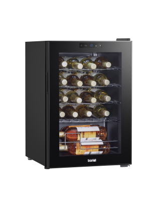 Baridi Wine Cooler/Fridge, Digital Touchscreen Controls, LED Light, 20 Bottle - Black