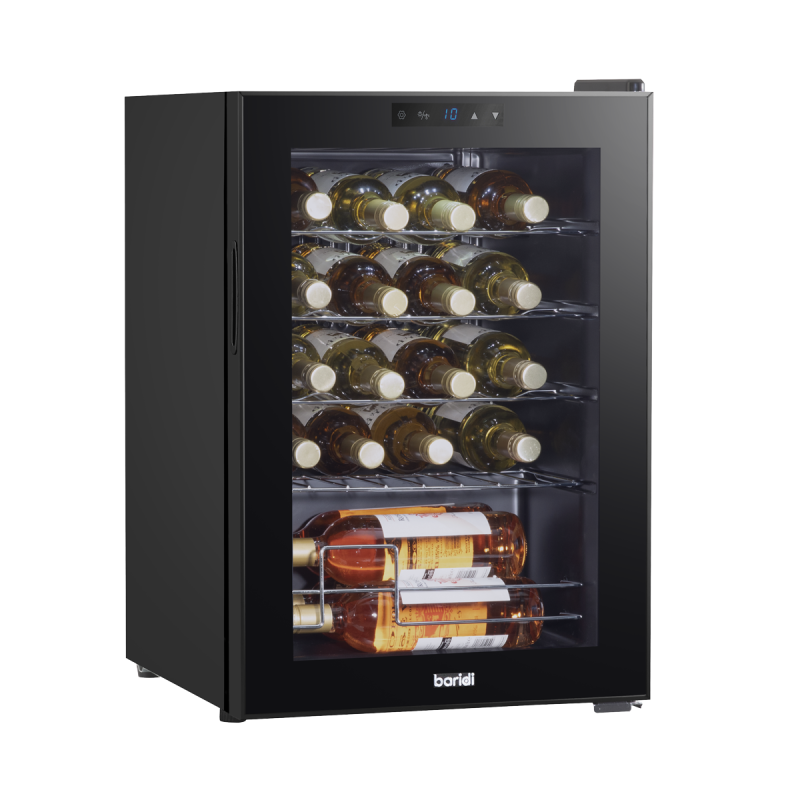 Baridi Wine Cooler/Fridge, Digital Touchscreen Controls, LED Light, 20 Bottle - Black