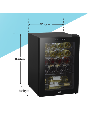 Baridi Wine Cooler/Fridge, Digital Touchscreen Controls, LED Light, 20 Bottle - Black