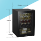 Baridi Wine Cooler/Fridge, Digital Touchscreen Controls, LED Light, 20 Bottle - Black