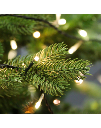 Arbre de Noël à charnière illuminé Dellonda de 5 pieds avec lumières LED blanc chaud et embouts en PE/PVC