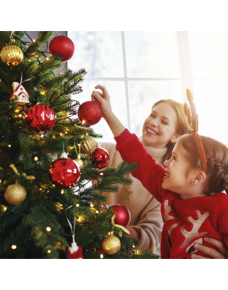 Arbre de Noël à charnière illuminé Dellonda de 5 pieds avec lumières LED blanc chaud et embouts en PE/PVC