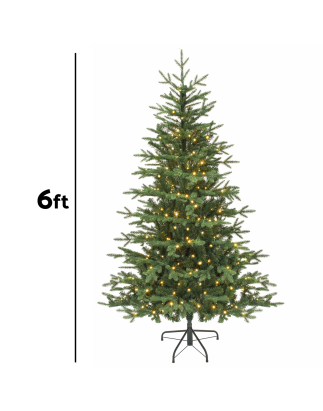 Dellonda Pre-Lit 6ft Hinged Christmas Tree with Warm White LED Lights & PE/PVC Tips