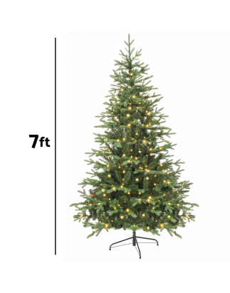 Dellonda Pre-Lit 7ft Hinged Christmas Tree with Warm White LED Lights & PE/PVC Tips