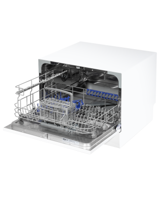 Baridi Compact Tabletop Dishwasher 6 Place Settings, 6 Programmes, Low Noise, 6.5L Cycle, Start Delay - White