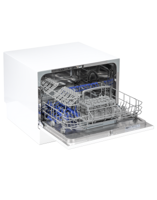 Baridi Compact Tabletop Dishwasher 6 Place Settings, 6 Programmes, Low Noise, 6.5L Cycle, Start Delay - White