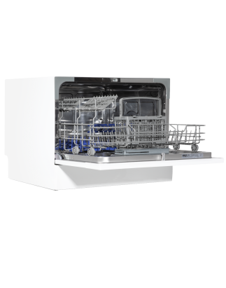 Baridi Compact Tabletop Dishwasher 6 Place Settings, 6 Programmes, Low Noise, 6.5L Cycle, Start Delay - White