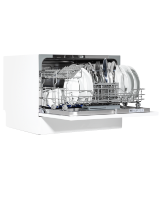 Baridi Compact Tabletop Dishwasher 6 Place Settings, 6 Programmes, Low Noise, 6.5L Cycle, Start Delay - White