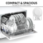 Baridi Compact Tabletop Dishwasher 6 Place Settings, 6 Programmes, Low Noise, 6.5L Cycle, Start Delay - White