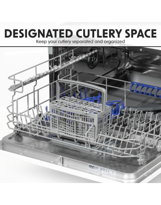 Baridi Compact Tabletop Dishwasher 6 Place Settings, 6 Programmes, Low Noise, 6.5L Cycle, Start Delay - White