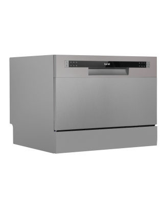 Baridi Compact Tabletop Dishwasher 6 Place Settings, 6 Programmes, Low Noise, 6.5L Cycle, Start Delay - Silver